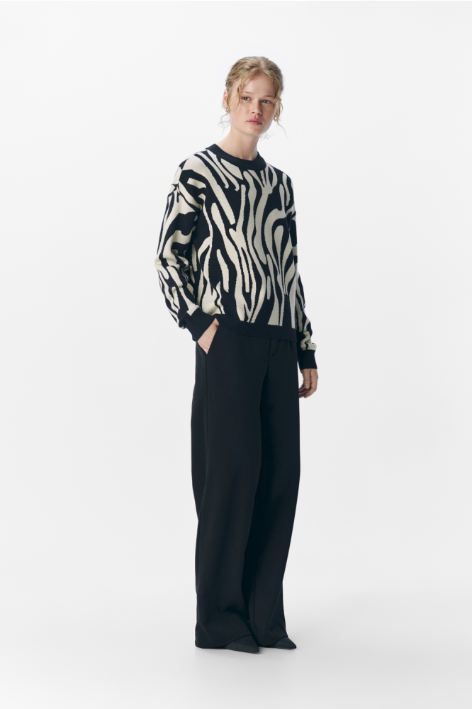 OBJRAY LO L/S KNIT PULLOVER AOP NOO 23044642 Black/Sandshell